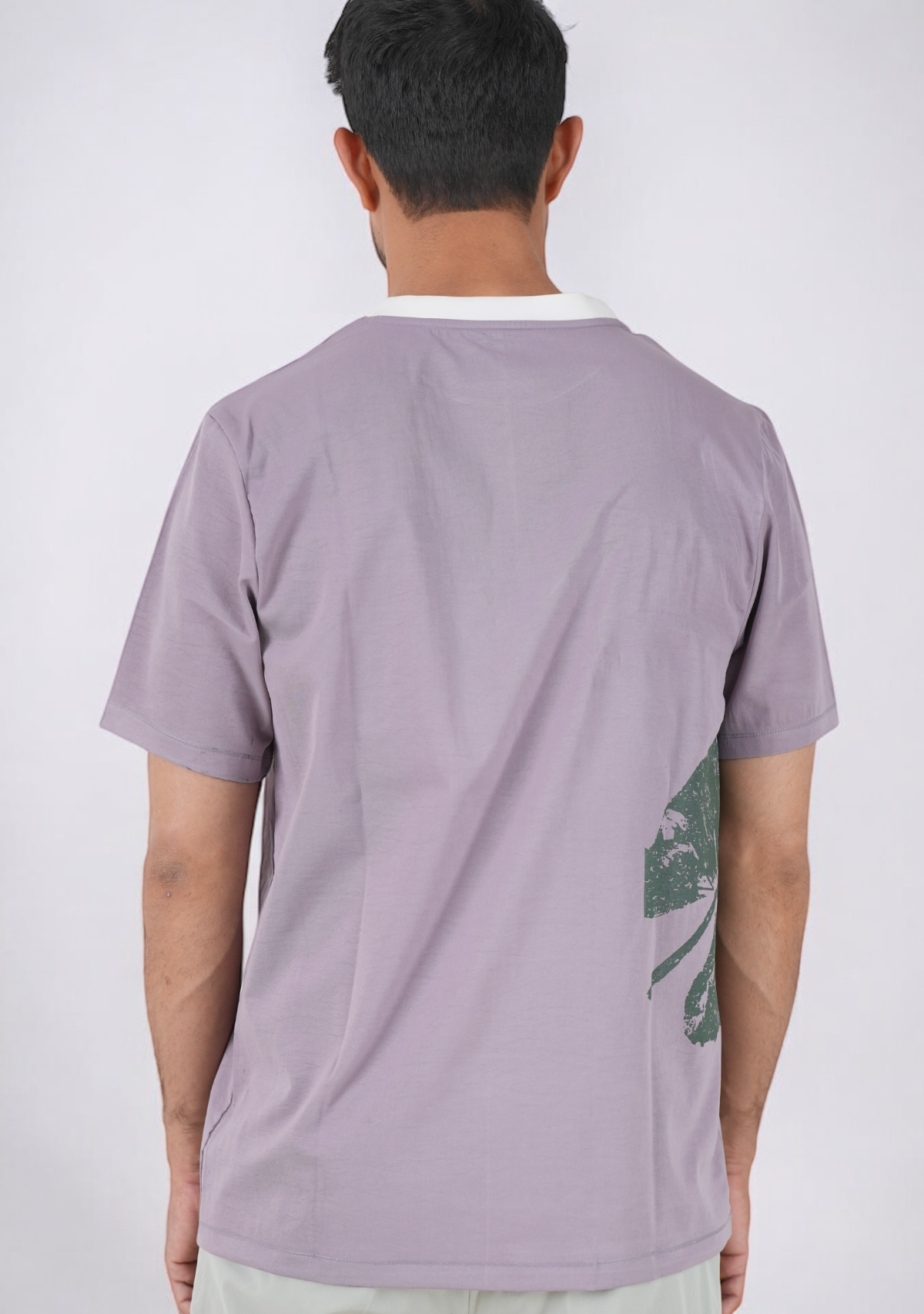 Contrast Ribbed Leaf printed T-Shirt