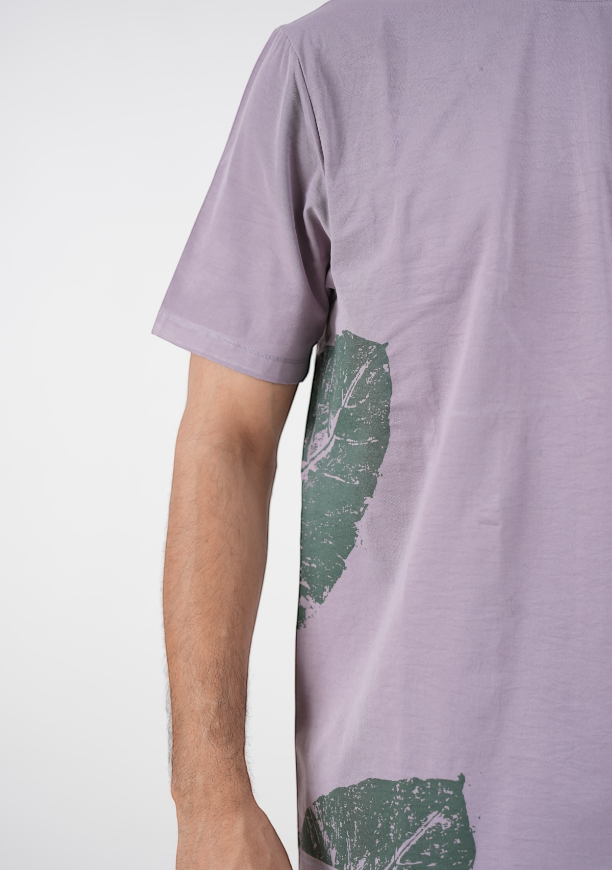 Contrast Ribbed Leaf printed T-Shirt